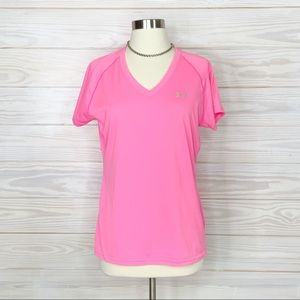 Under Armour Size M Pink Heat-Gear Tee Shirt